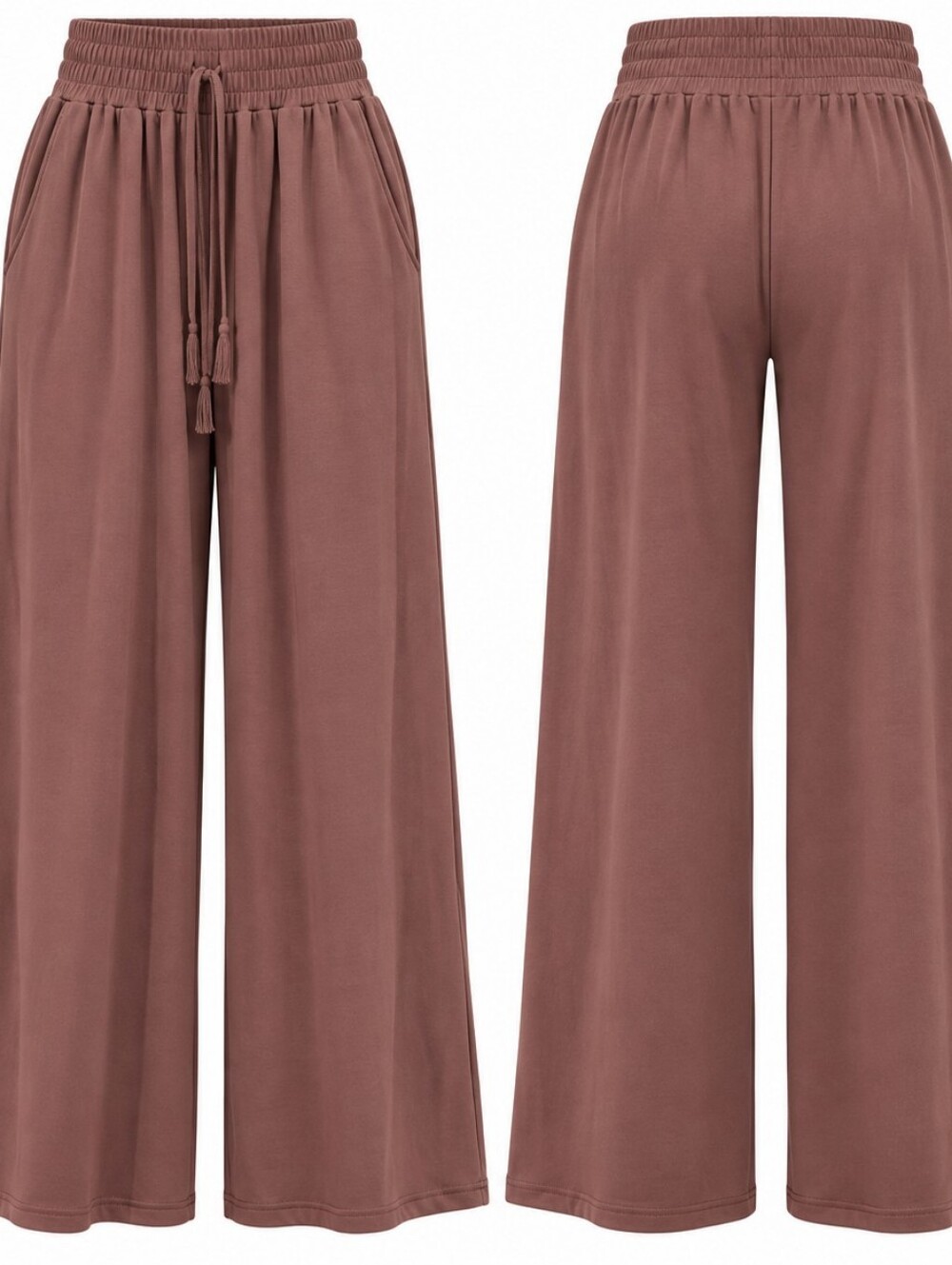 Wide Leg Drawstring Lounge Pants - Mauve